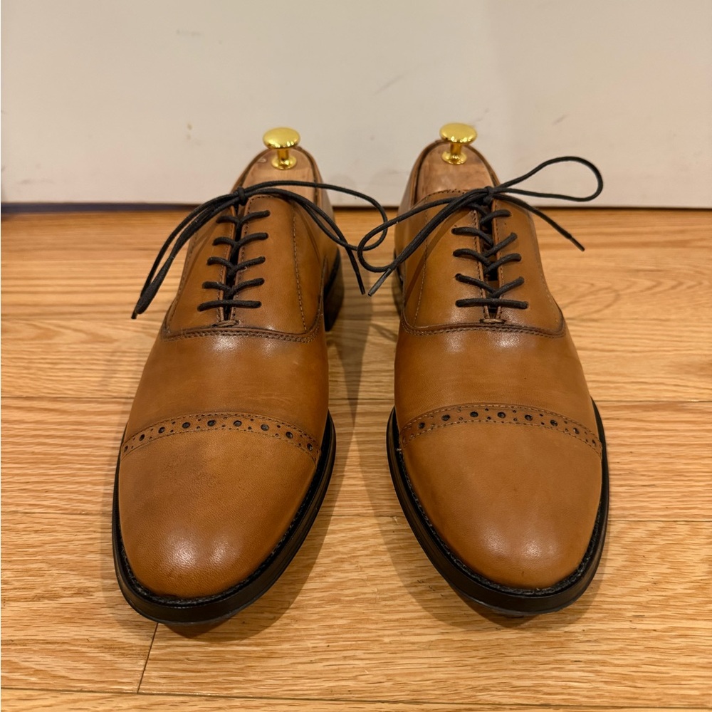 New Republic Mason Tan Leather Cap Toe Dress Shoes